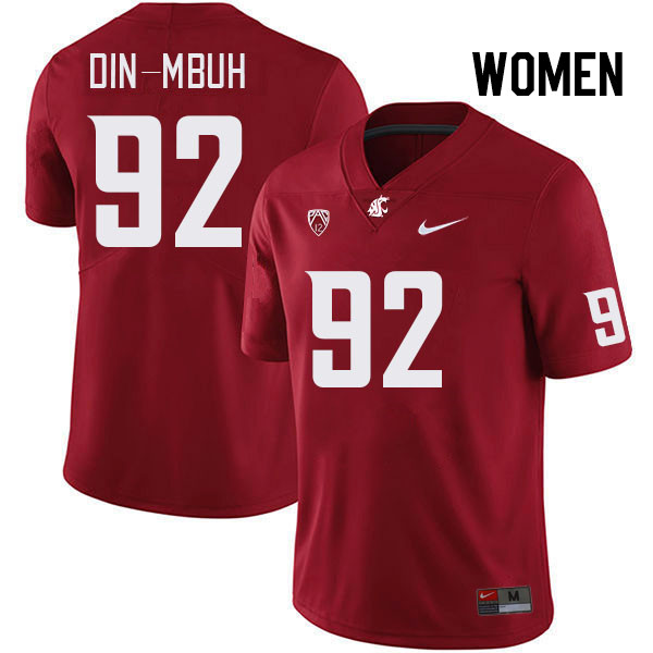 Women #92 Ansel Din-Mbuh Washington State Cougars College Football Jerseys Stitched Sale-Crimson